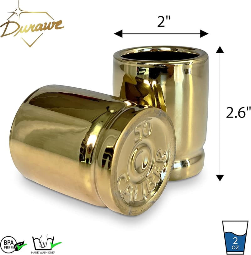 Bullet Shot Glass Set for Men - 50 Cal Design, Set of 4
