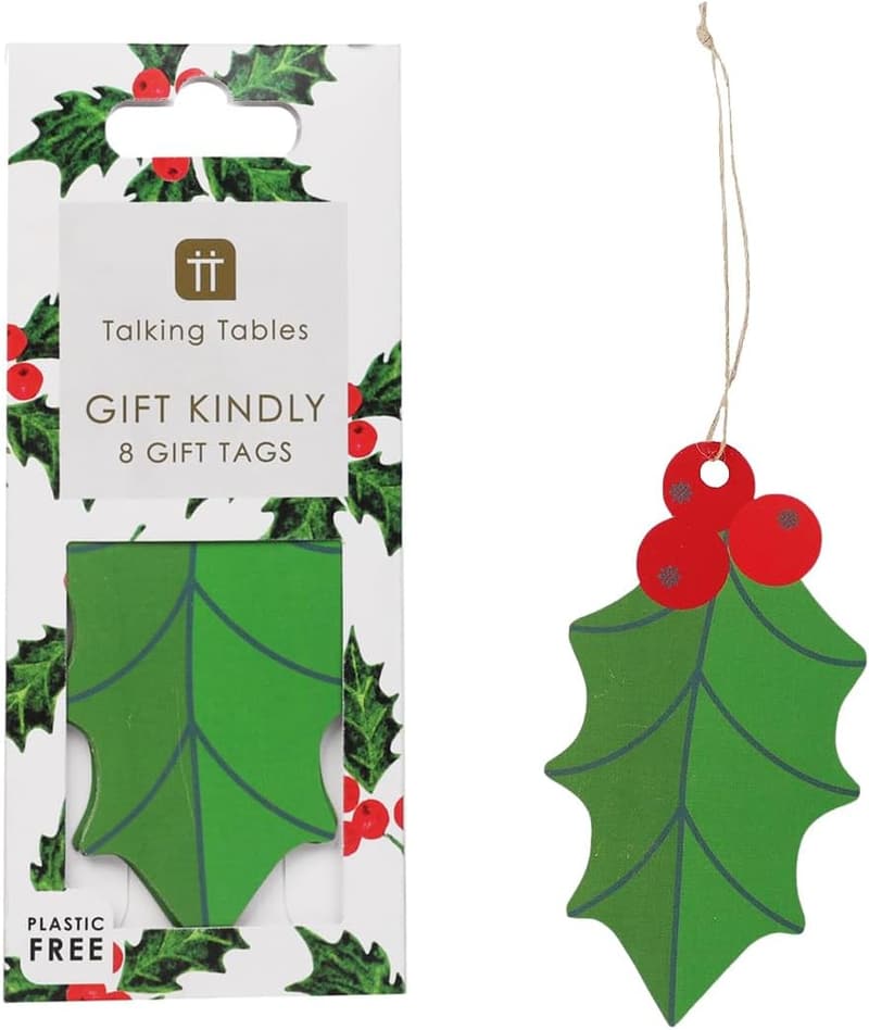 Christmas Leaf Gift Tags with String (8-Pack)