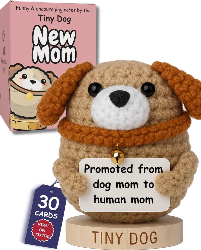 First Mother's Day Handmade Crochet Dog Doll with Affirmation Cards