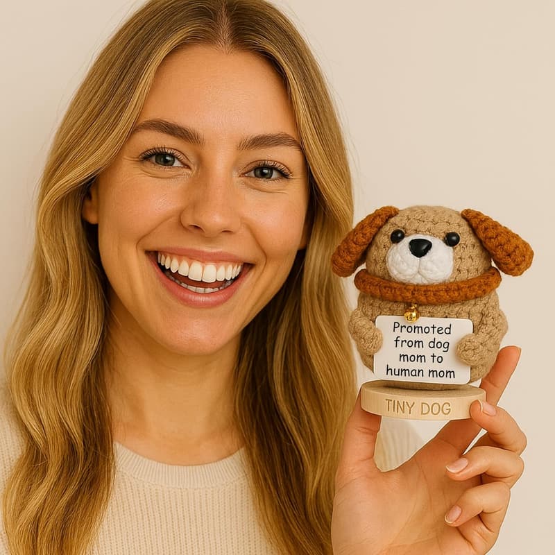 First Mother's Day Handmade Crochet Dog Doll with Affirmation Cards