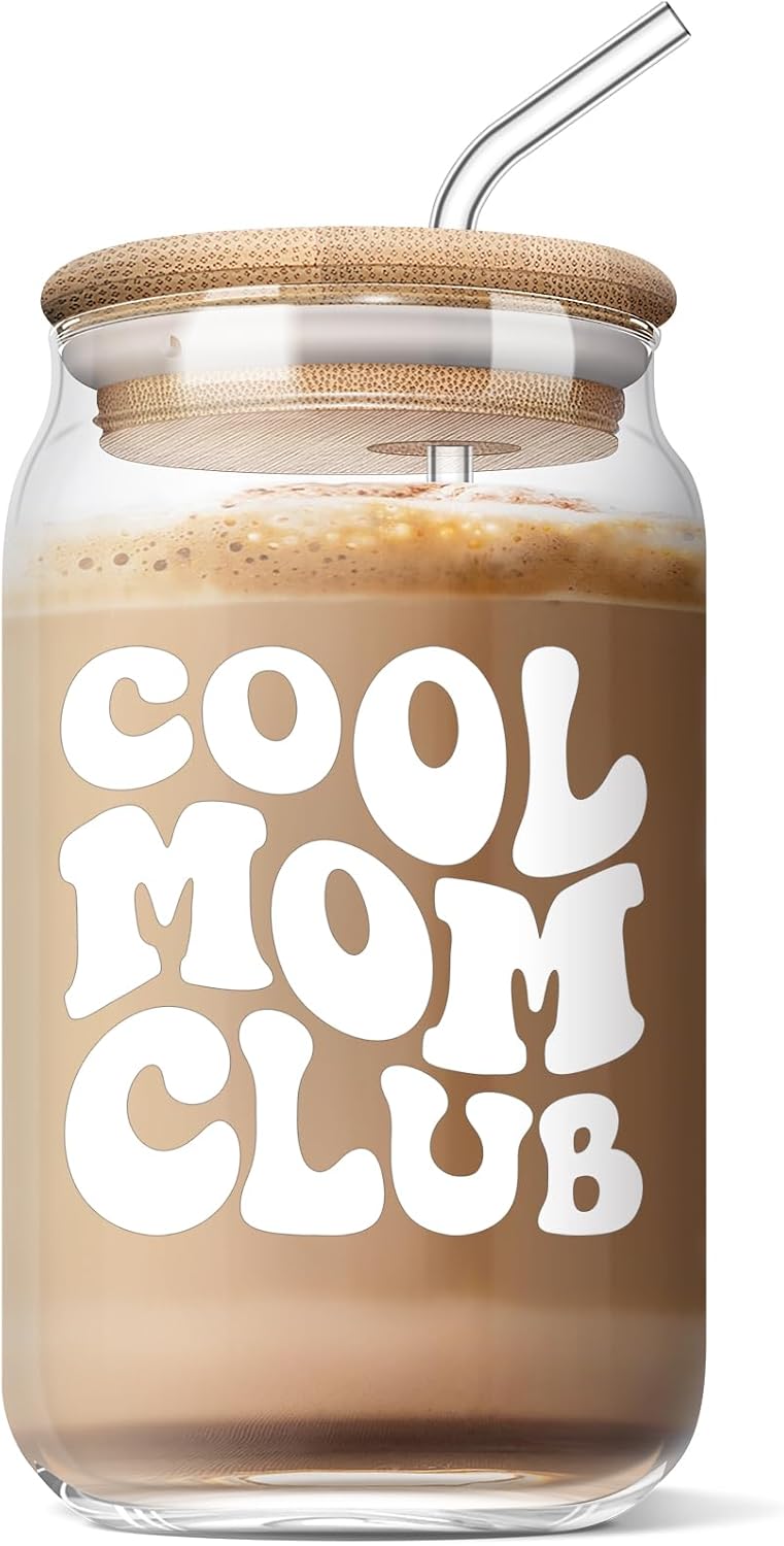 Mother's Day Coffee Glass for Moms, 16 Oz
