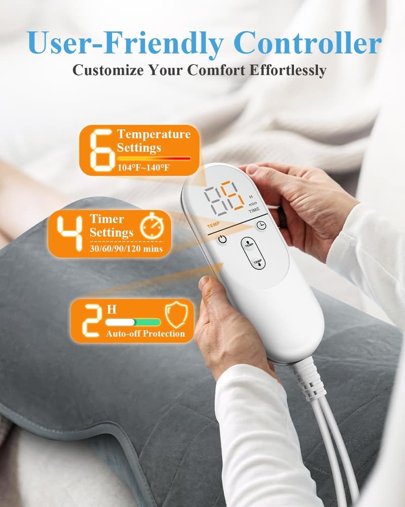 Mother's Day Heating Pad with Auto-Off, Large, Grey