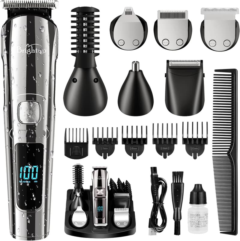 Men's Beard Trimmer Set, Waterproof Grooming Kit