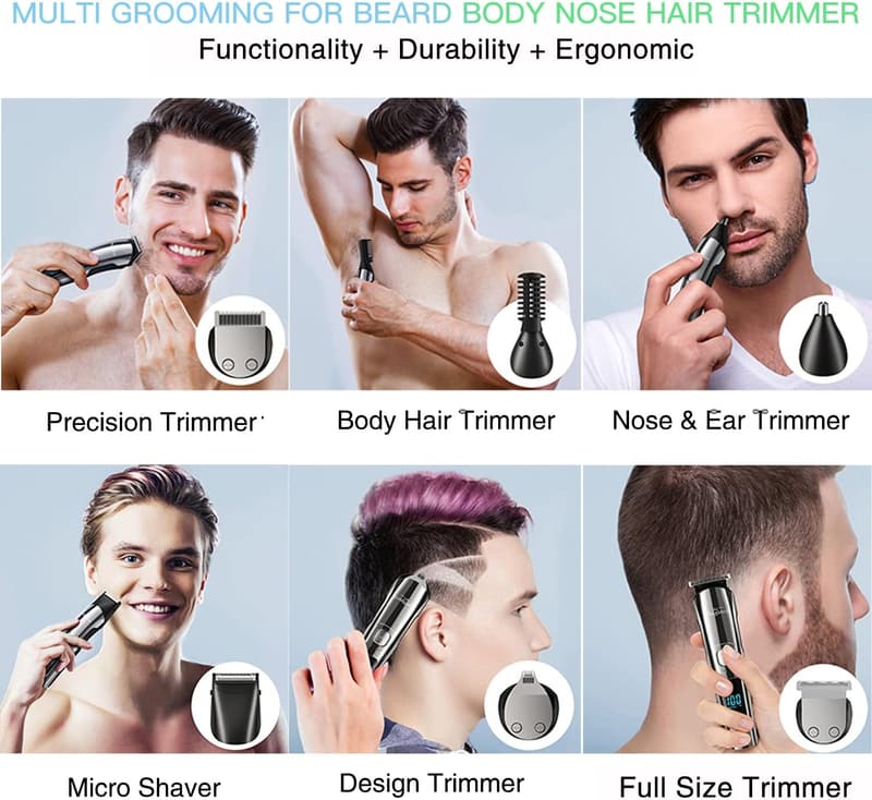 Men's Beard Trimmer Set, Waterproof Grooming Kit