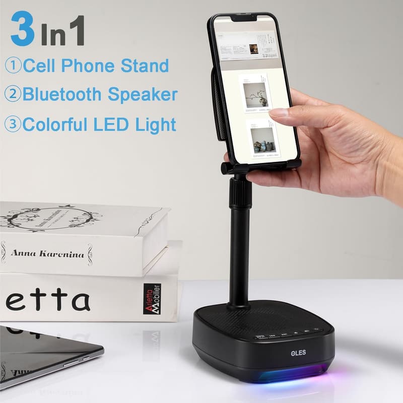 Birthday Bluetooth Speaker Phone Stand with LED Light