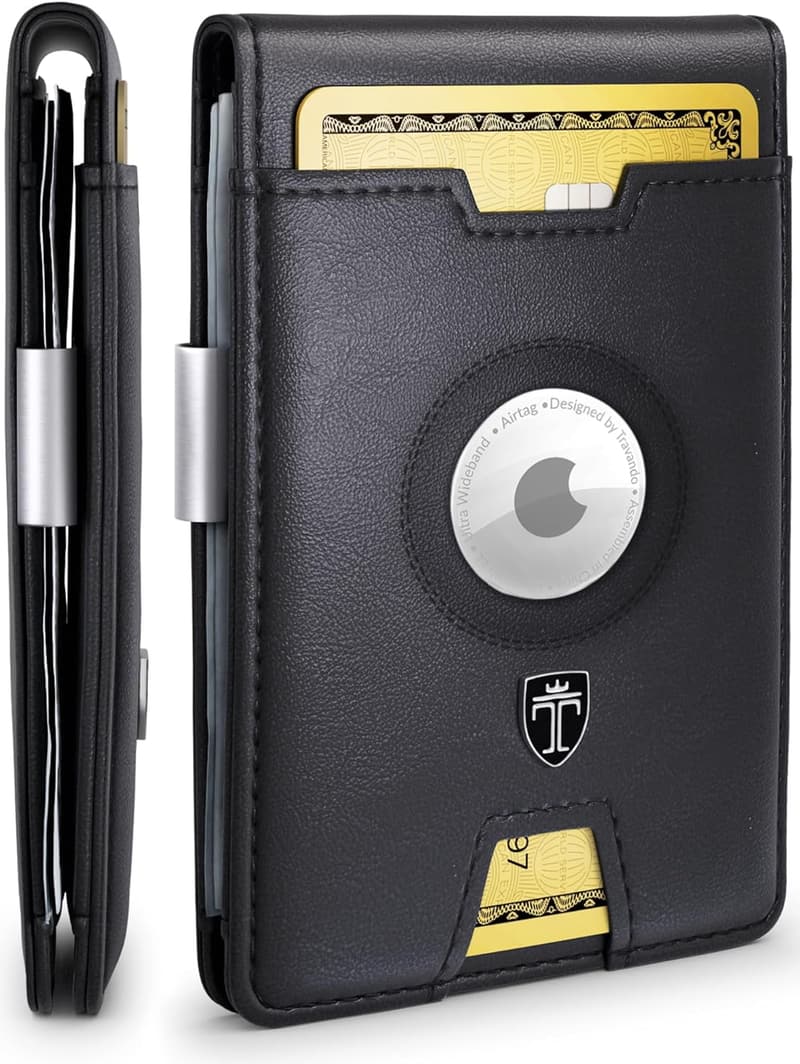 Men's Leather Wallet with AirTag Holder