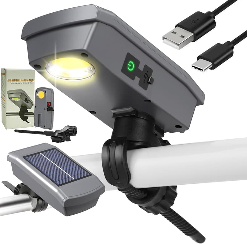 Grill Light for Men: Solar & USB-C, 360° LED, Heat-Resistant