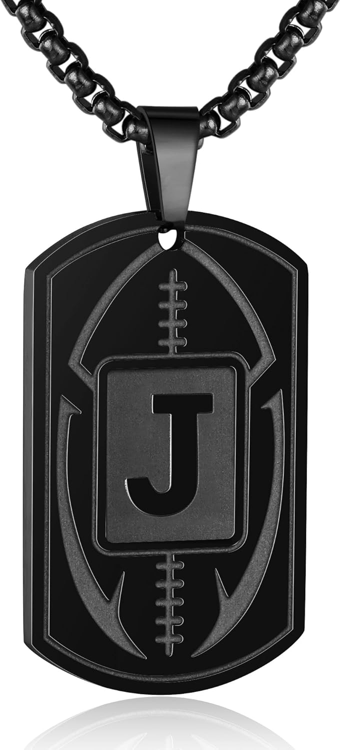 Personalized Football Dog Tag Necklace for Men