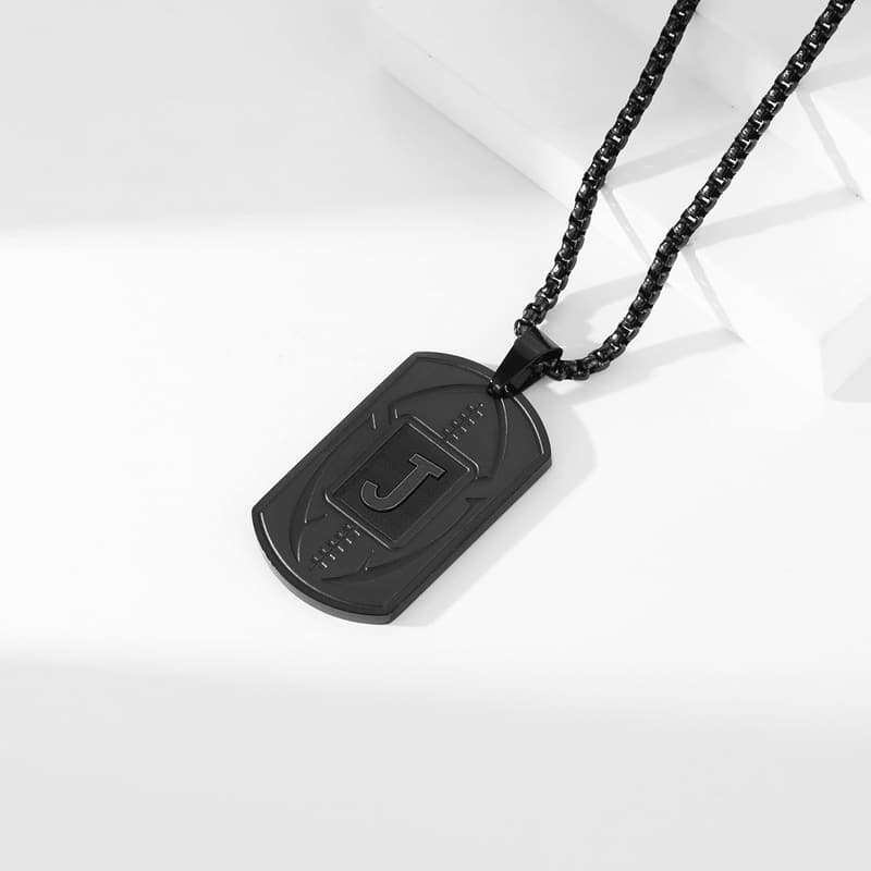 Personalized Football Dog Tag Necklace for Men