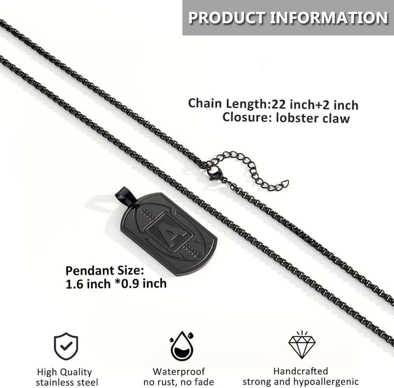Personalized Football Dog Tag Necklace for Men