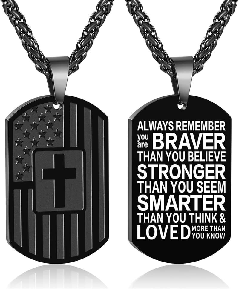 Graduation Dog Tag Necklace with Bible Verse