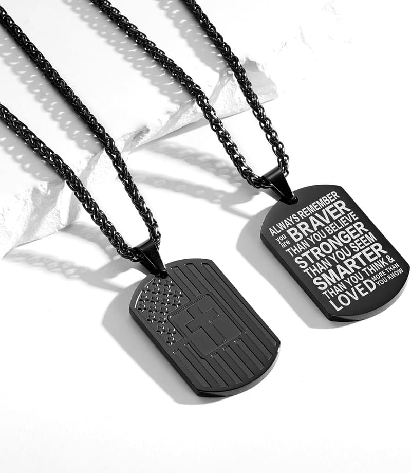 Graduation Dog Tag Necklace with Bible Verse