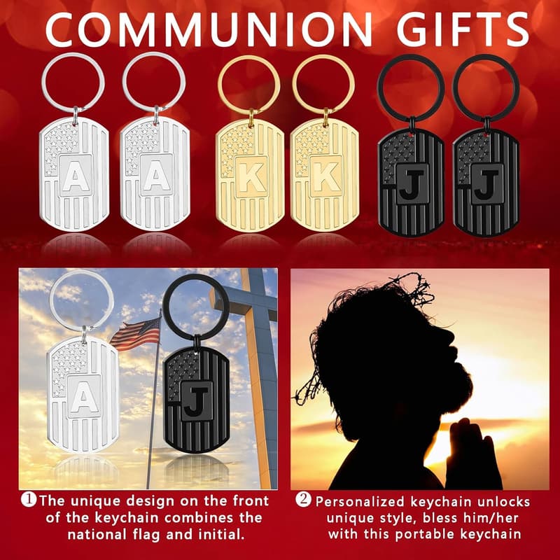 Graduation Initial Keychain for Men