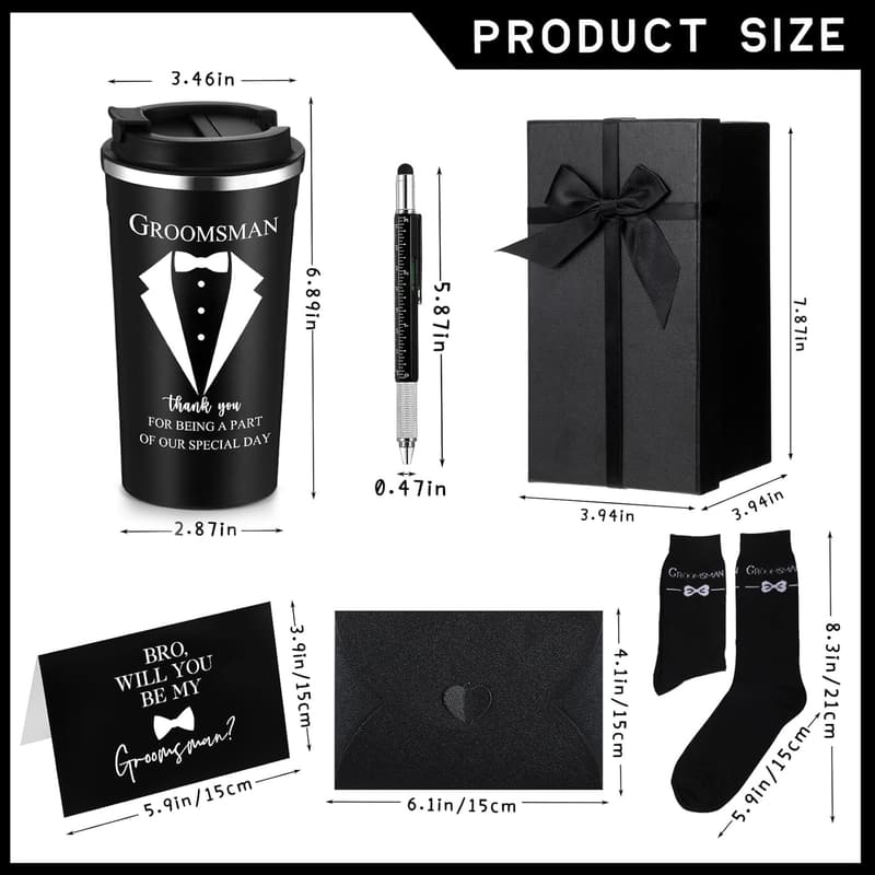 Wedding Groomsmen Gift Set - Black 17 Oz Tumbler
