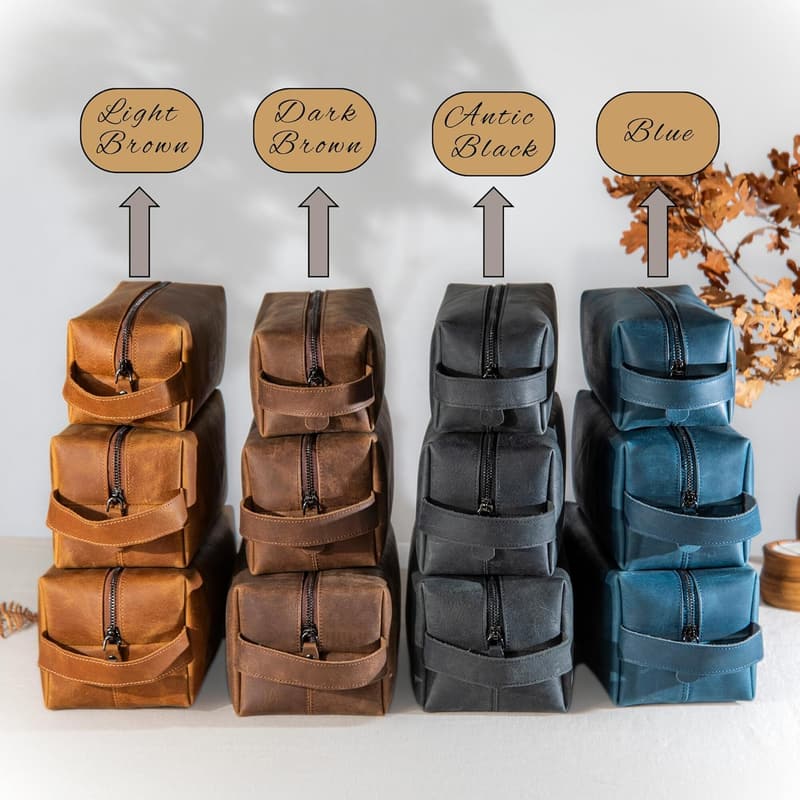 Father's Day Leather Toiletry Bag for Men