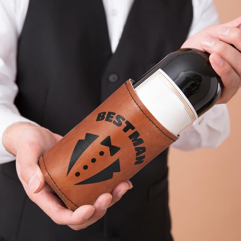 Groomsmen Proposal Leather Can Coolers & Openers