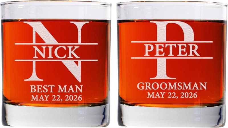 Groomsman Personalized 11oz Whiskey Glass Set