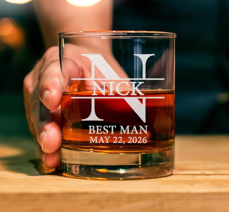 Groomsman Personalized 11oz Whiskey Glass Set