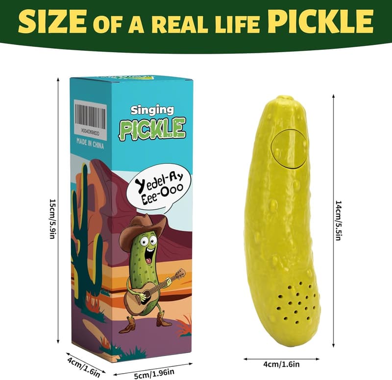 Gag Gift Singing Pickle Toy with Batteries