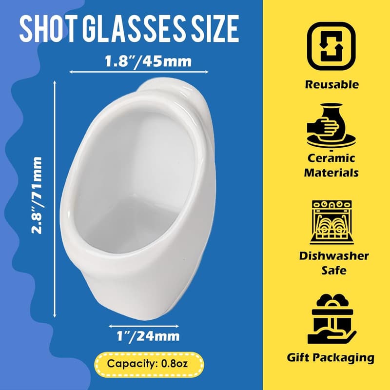 White Elephant Urinal Shot Glasses - Novelty Gift