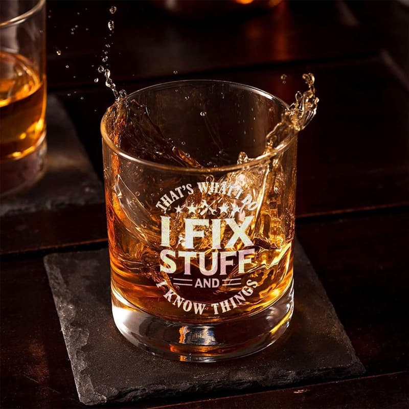 Father's Day Whiskey Glass for Men, 10oz (I Fixed Stuff)