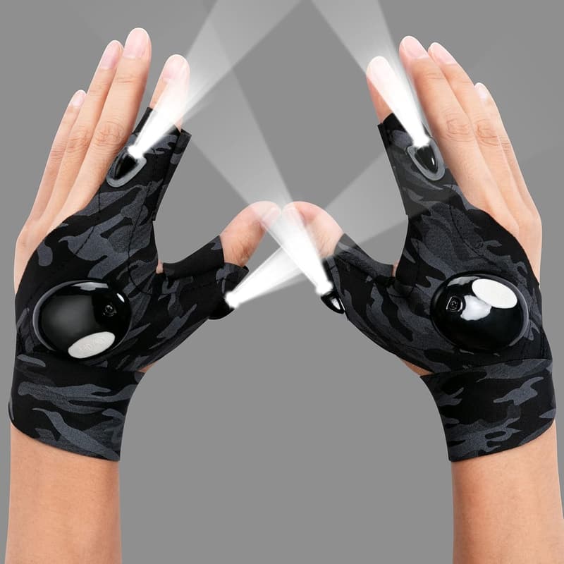 Christmas LED Flashlight Gloves, Camo Tools for Men