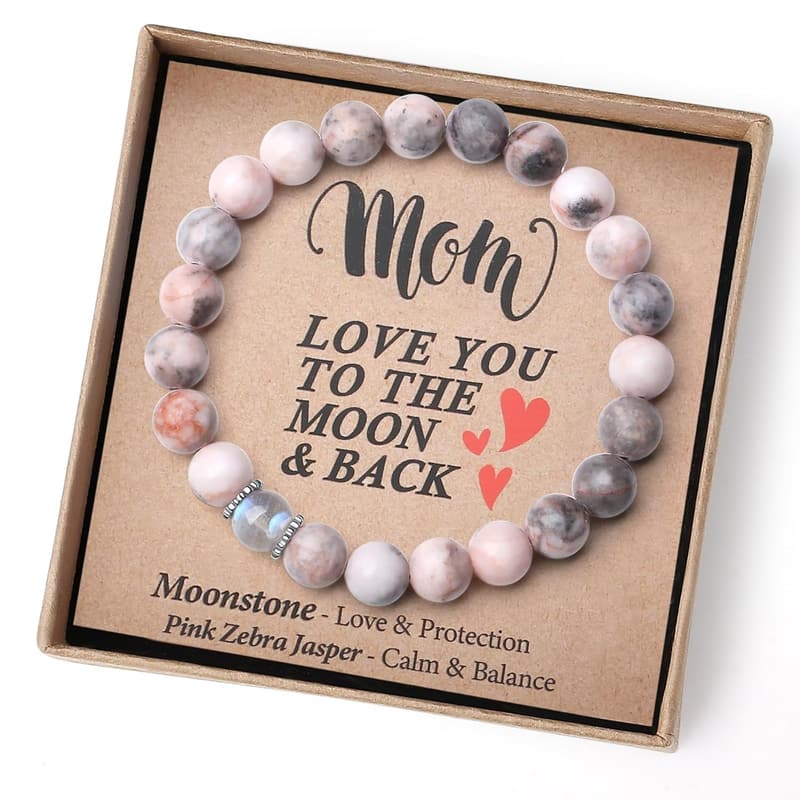 Birthday Moonstone Bracelet for Mom - Handmade & Personalized
