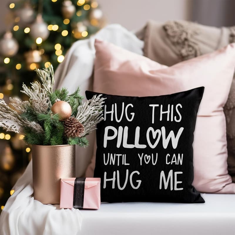 Long-Distance Love Pillow Cover, 18x18 Black
