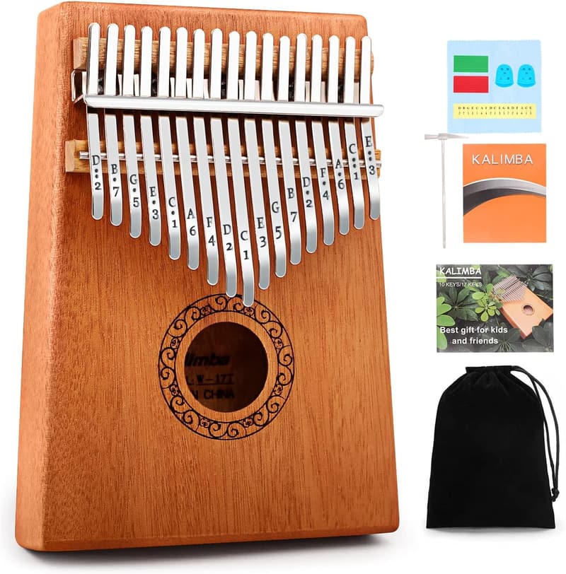 Birthday Kalimba Thumb Piano - 17-Key with Hammer & Guide