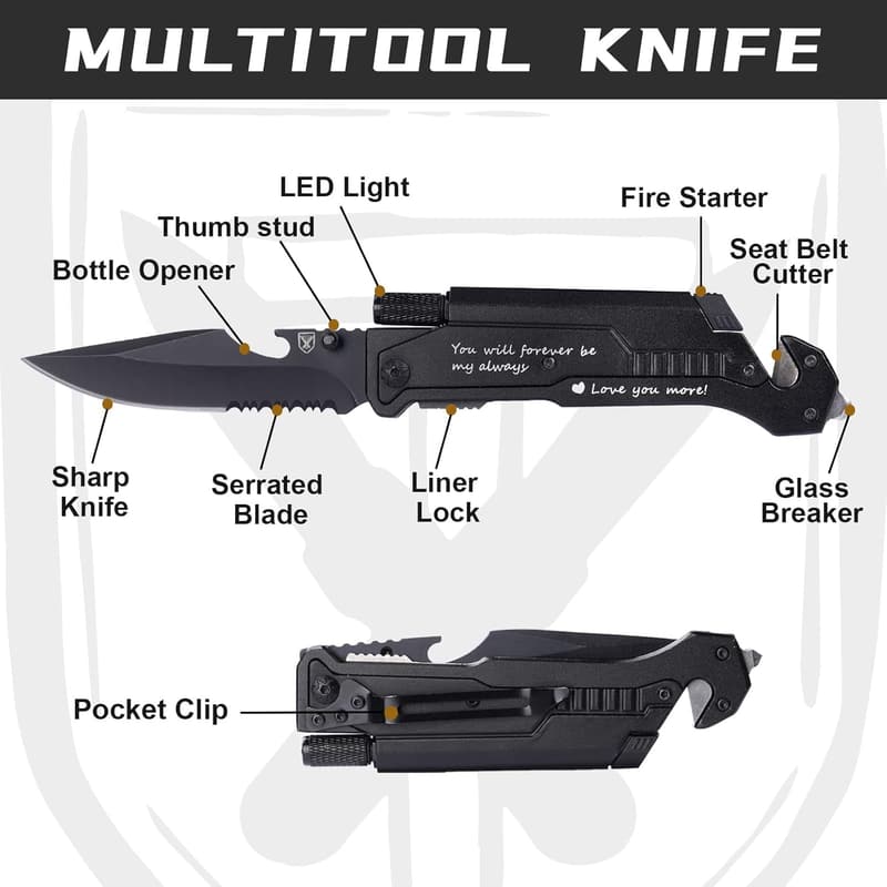 Anniversary Engraved Multitool Pocket Knife for Men