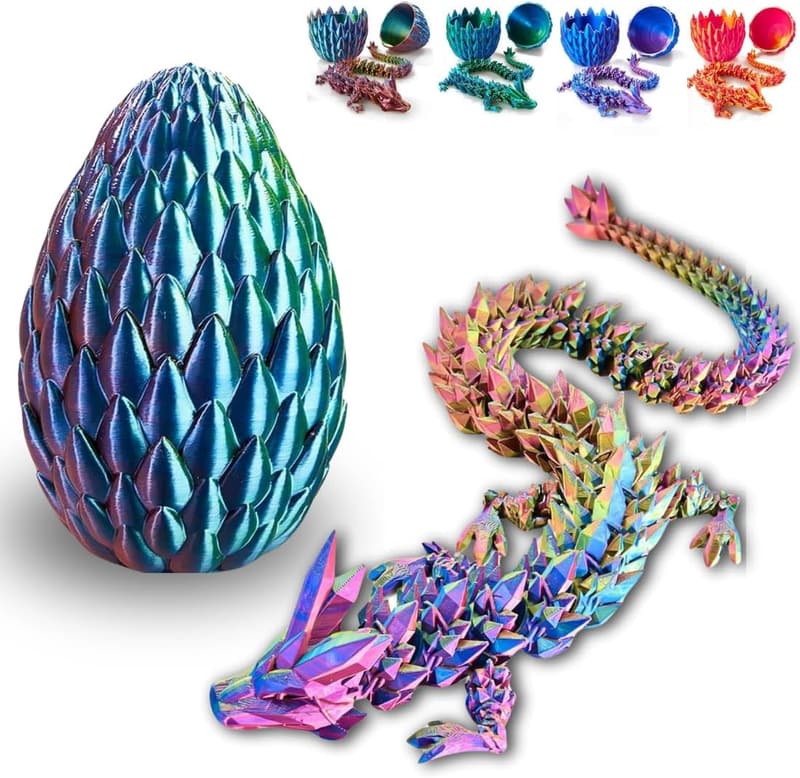 Fantasy Articulated Dragon Egg – Multicolor Collectible Toy