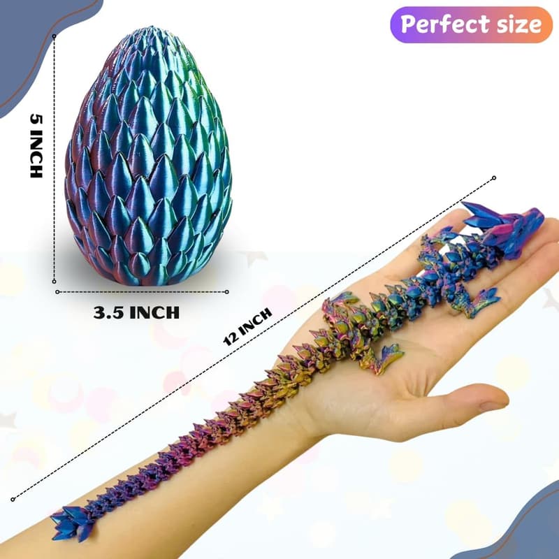 Fantasy Articulated Dragon Egg – Multicolor Collectible Toy