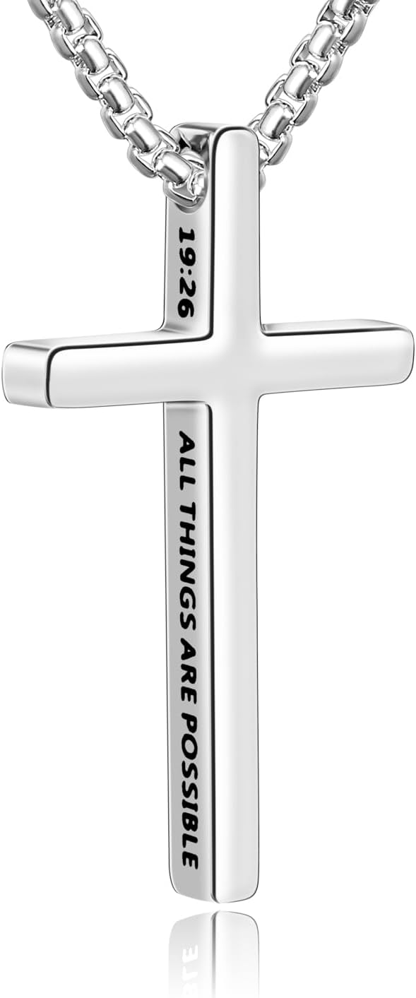 Inspirational Men's Stainless Steel Cross Necklace