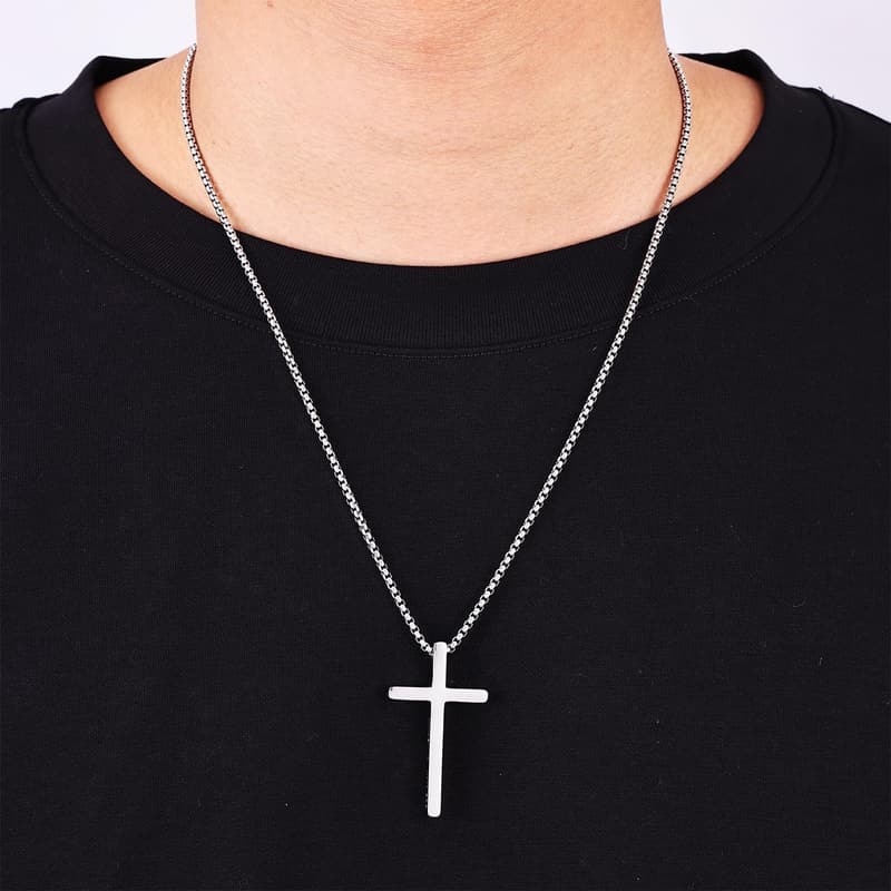Inspirational Men's Stainless Steel Cross Necklace