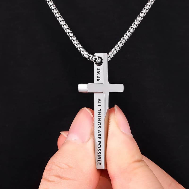 Inspirational Men's Stainless Steel Cross Necklace