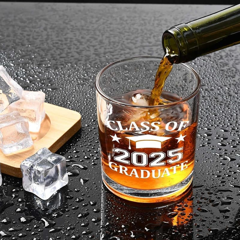 2025 Graduation Whiskey Glass for Men, 10 oz