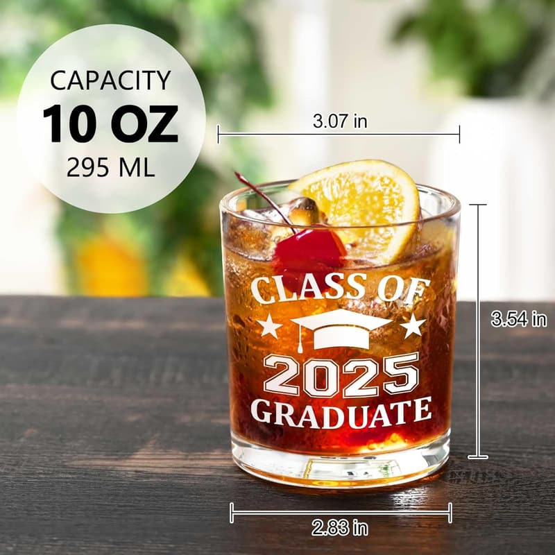 2025 Graduation Whiskey Glass for Men, 10 oz