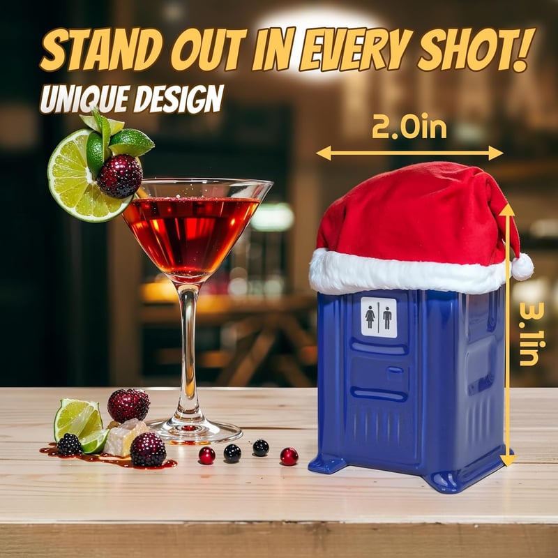 Ceramic Porta Potty Shot Glasses - Funny Gag Gift for Adults