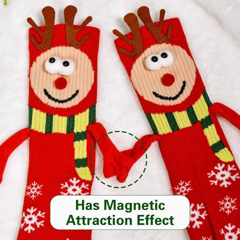 Funny Magnetic Hand Holding Christmas Socks for Couples