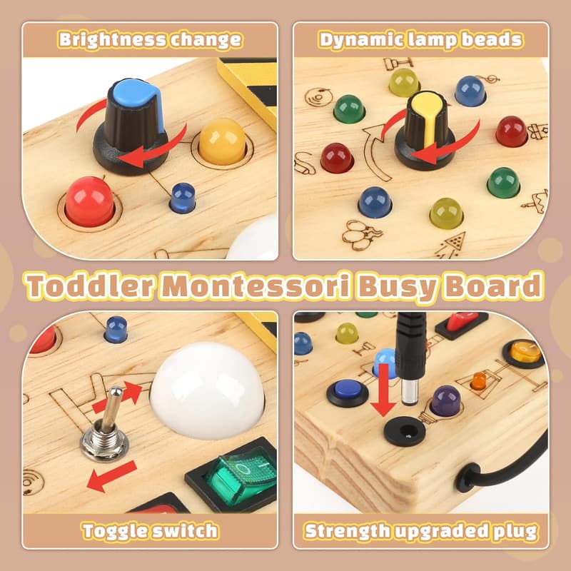 Montessori Busy Board Sensory Toy for Toddlers 18+ Months