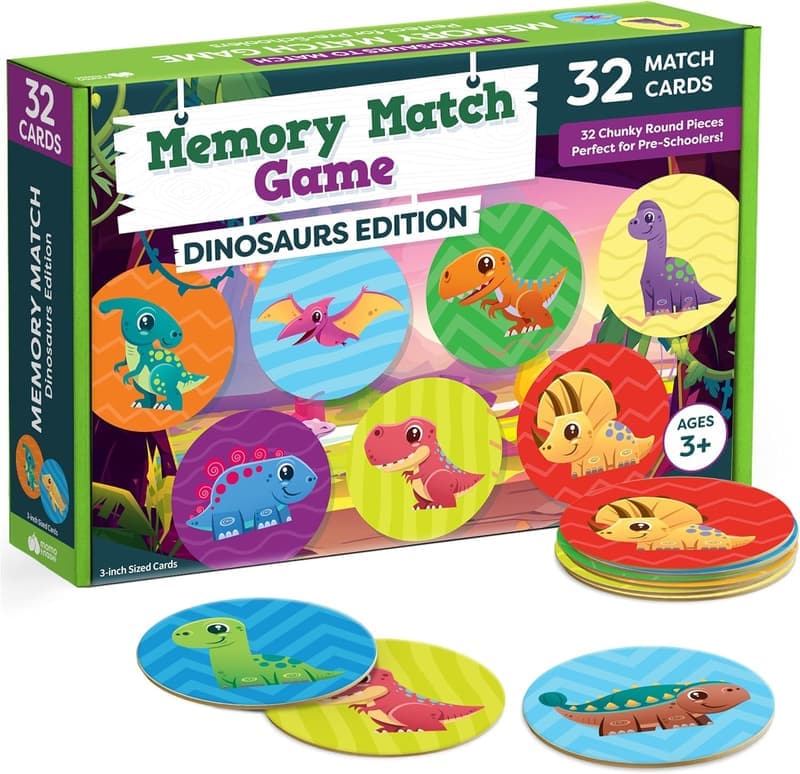 Dinosaur Memory Game for Kids Age 3-5 - 32-Piece Educational Toy