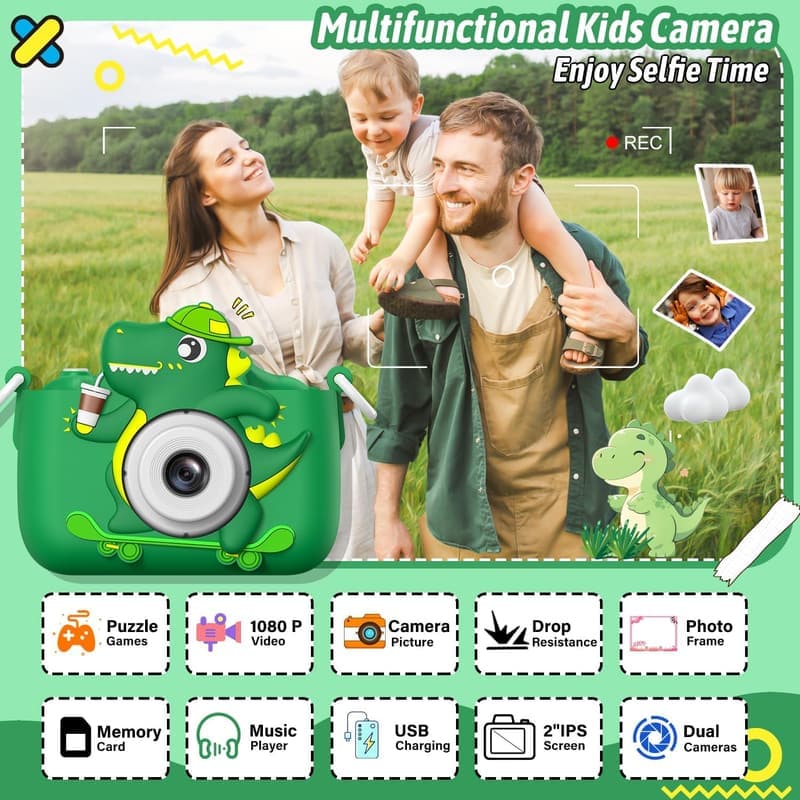 Kids HD Selfie Camera with Silicone Cover - Perfect Gift for Ages 3-12