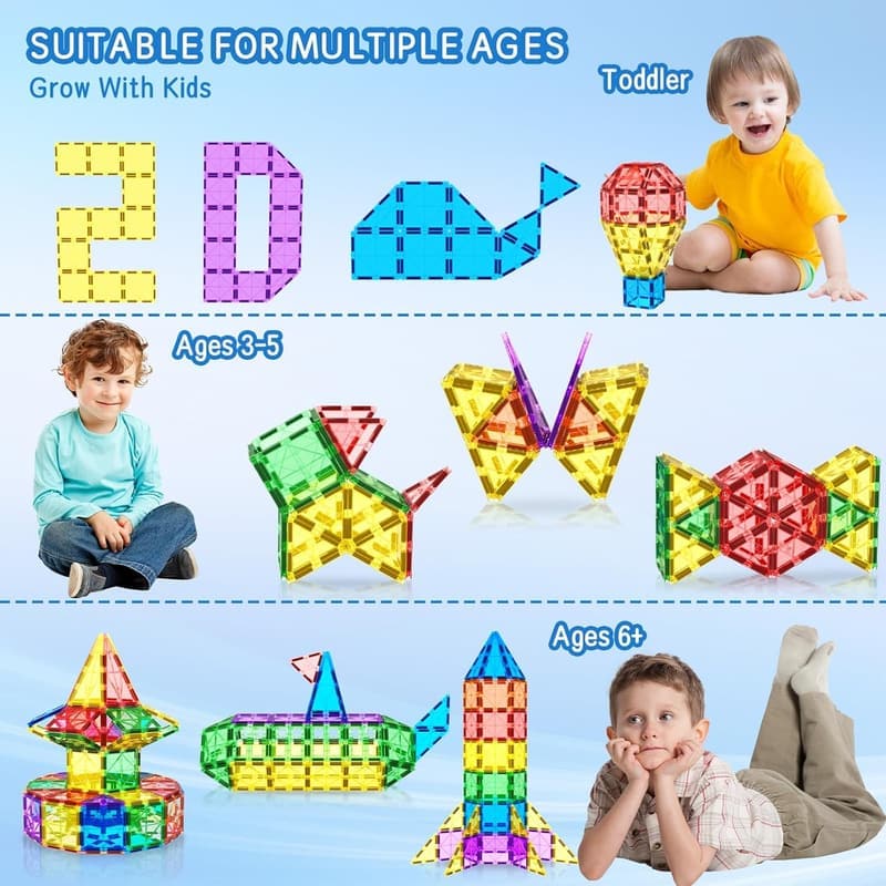 Magnetic Building Blocks - Montessori STEM Toys for Toddlers