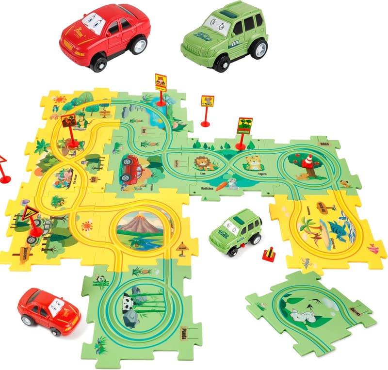 Kids' Floor Puzzle Set with Vehicles – Montessori Toy for Ages 3-6