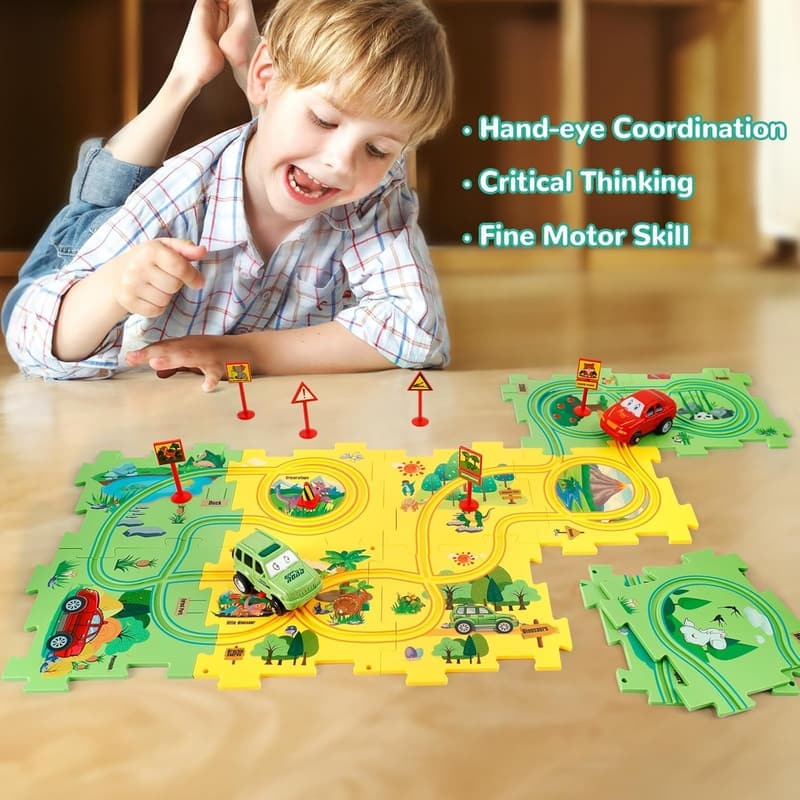 Kids' Floor Puzzle Set with Vehicles – Montessori Toy for Ages 3-6