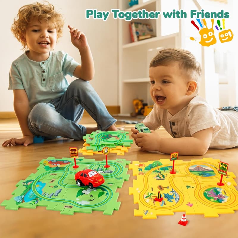 Kids' Floor Puzzle Set with Vehicles – Montessori Toy for Ages 3-6