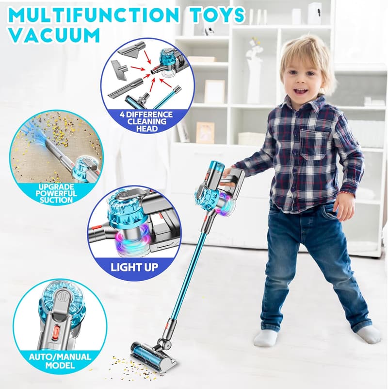 Interactive 4-in-1 Kids Vacuum Toy with Light & Sound