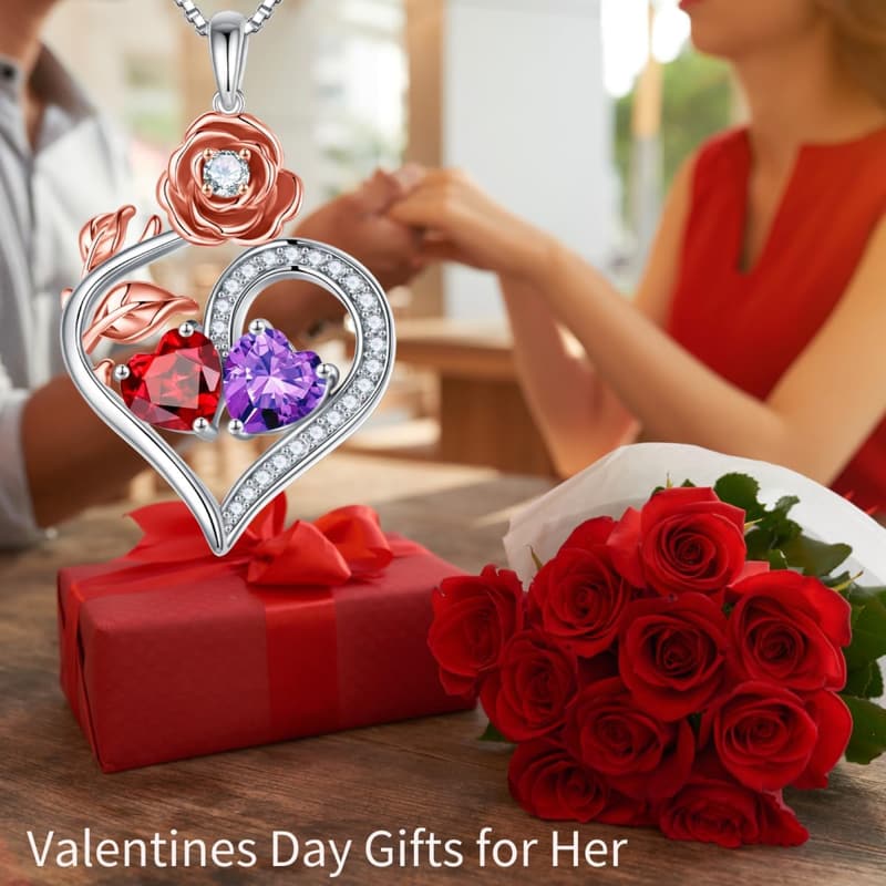 Anniversary Birthstone Necklace for Women - 925 Sterling Silver