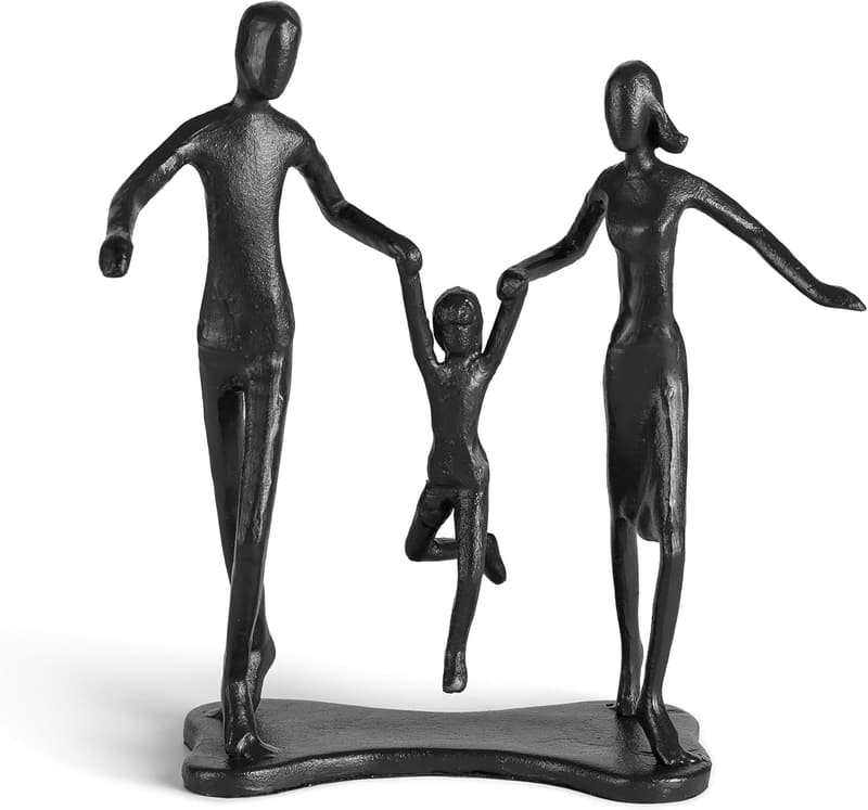 6th Anniversary Iron Sculpture Gift for Couples - Family of 3 Figurine