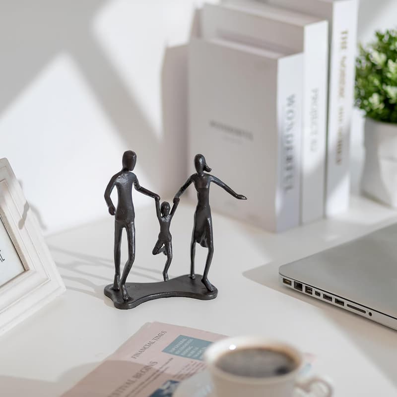 6th Anniversary Iron Sculpture Gift for Couples - Family of 3 Figurine